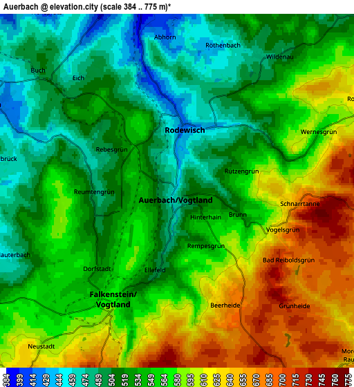 Zoom OUT 2x Auerbach, Germany elevation map