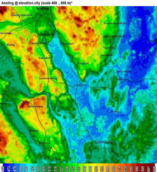 Zoom OUT 2x Aßling, Germany elevation map