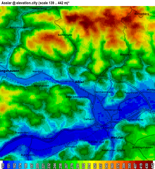 Zoom OUT 2x Aßlar, Germany elevation map