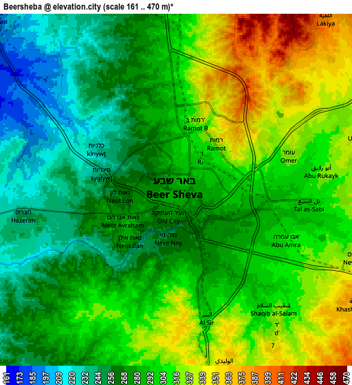 Zoom OUT 2x Beersheba, Israel elevation map