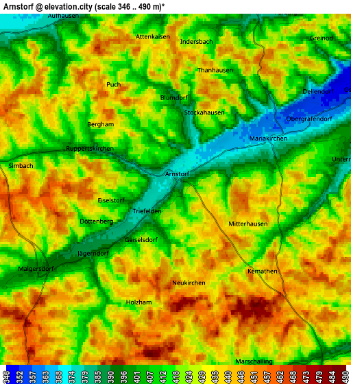 Zoom OUT 2x Arnstorf, Germany elevation map