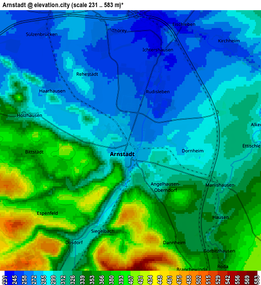 Zoom OUT 2x Arnstadt, Germany elevation map