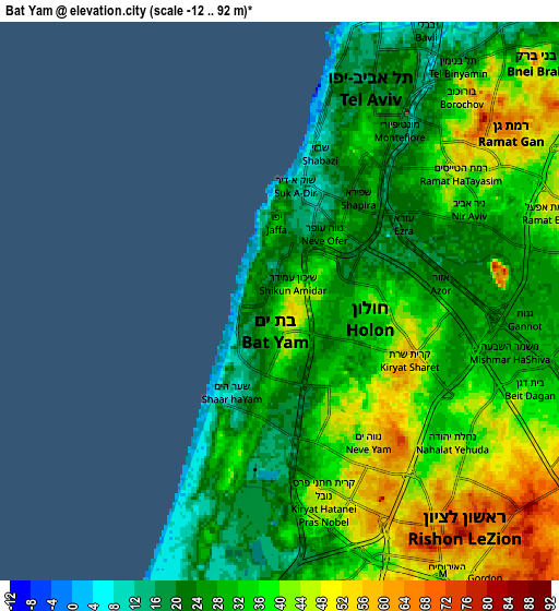 Zoom OUT 2x Bat Yam, Israel elevation map