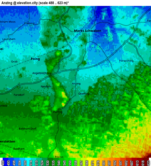 Zoom OUT 2x Anzing, Germany elevation map