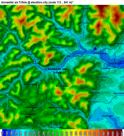 Zoom OUT 2x Annweiler am Trifels, Germany elevation map