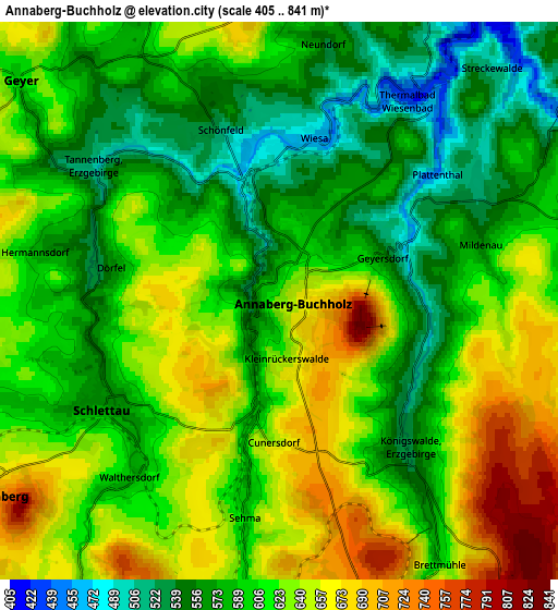 Zoom OUT 2x Annaberg-Buchholz, Germany elevation map