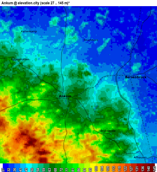 Zoom OUT 2x Ankum, Germany elevation map