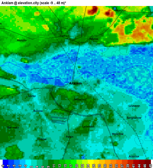 Zoom OUT 2x Anklam, Germany elevation map