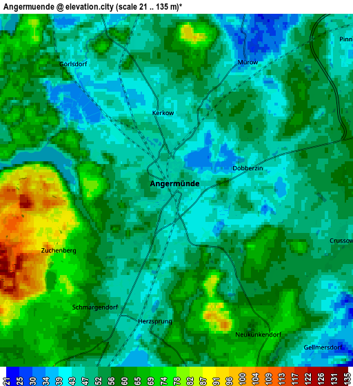 Zoom OUT 2x Angermünde, Germany elevation map