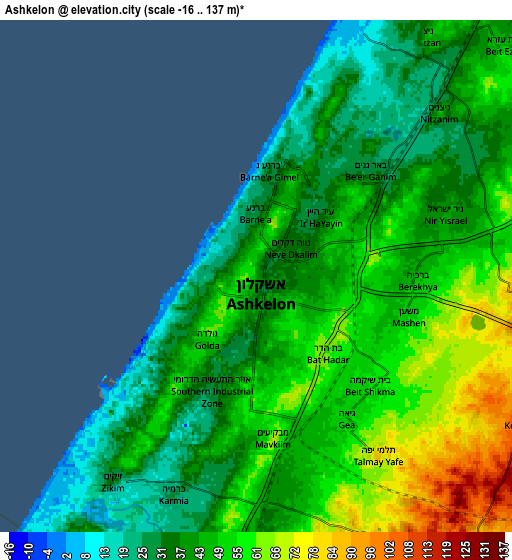 Zoom OUT 2x Ashkelon, Israel elevation map