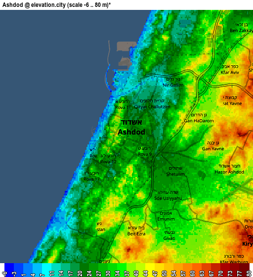 Zoom OUT 2x Ashdod, Israel elevation map
