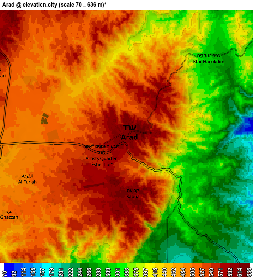 Zoom OUT 2x Arad, Israel elevation map
