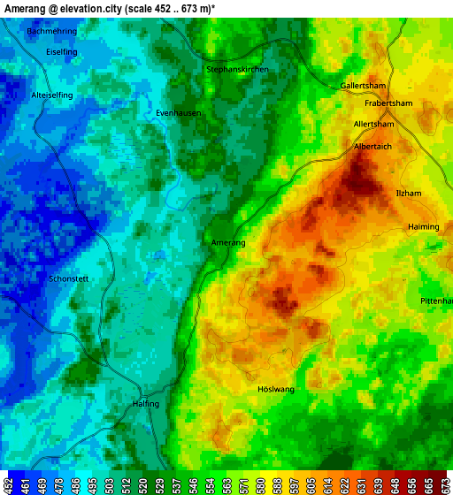 Zoom OUT 2x Amerang, Germany elevation map