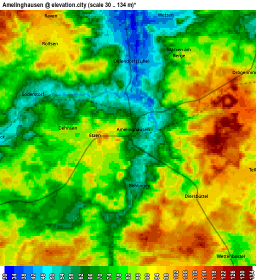 Zoom OUT 2x Amelinghausen, Germany elevation map