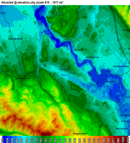 Zoom OUT 2x Altusried, Germany elevation map