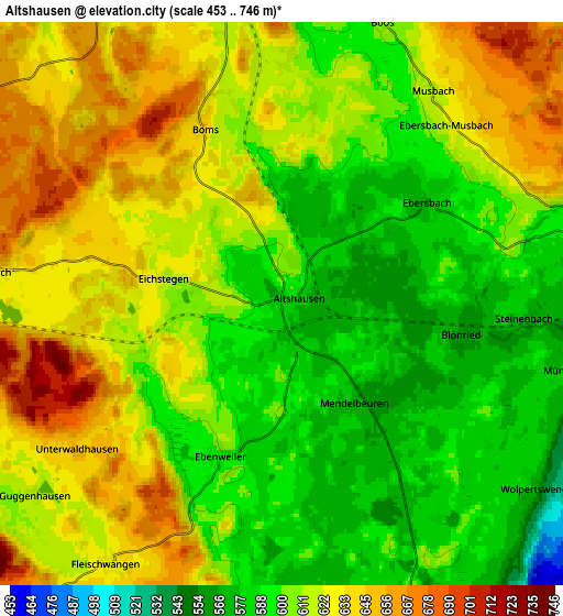 Zoom OUT 2x Altshausen, Germany elevation map