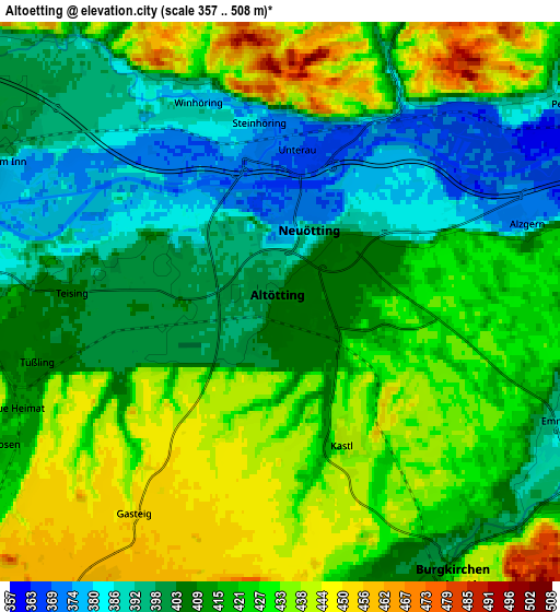 Zoom OUT 2x Altötting, Germany elevation map