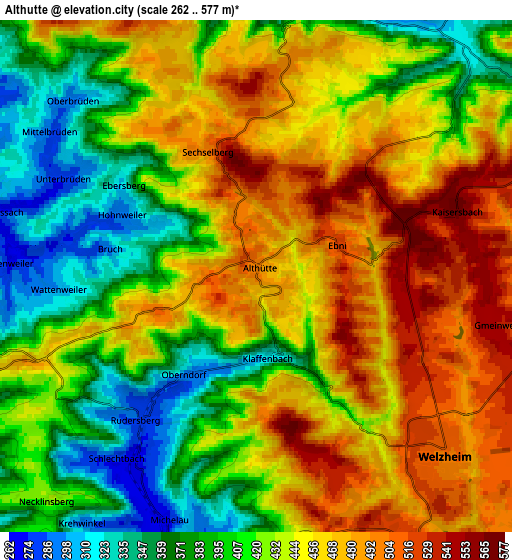 Zoom OUT 2x Althütte, Germany elevation map