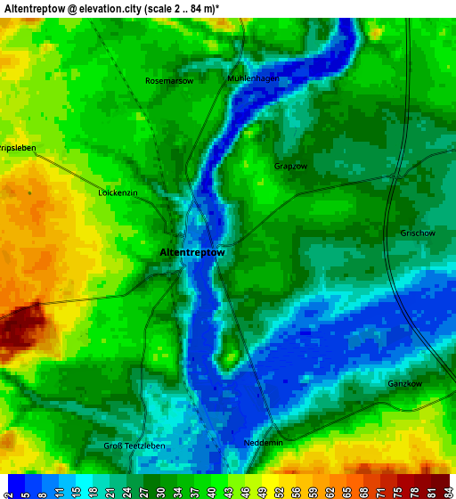 Zoom OUT 2x Altentreptow, Germany elevation map