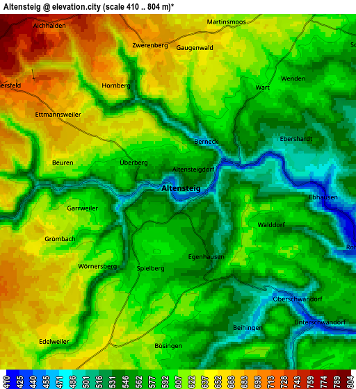 Zoom OUT 2x Altensteig, Germany elevation map