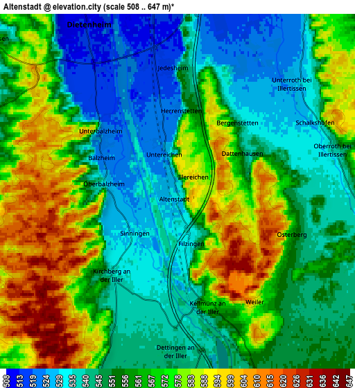 Zoom OUT 2x Altenstadt, Germany elevation map