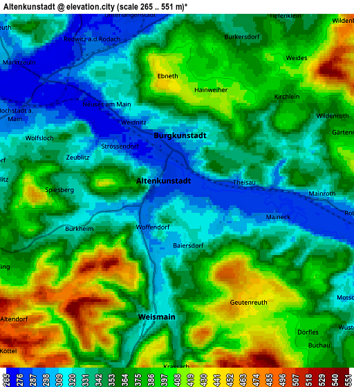 Zoom OUT 2x Altenkunstadt, Germany elevation map