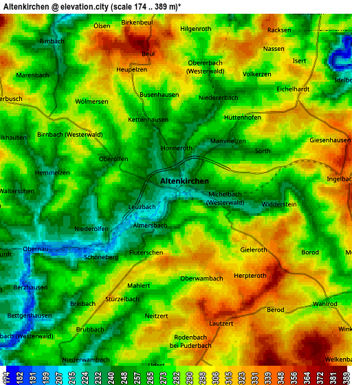 Zoom OUT 2x Altenkirchen, Germany elevation map