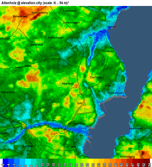 Zoom OUT 2x Altenholz, Germany elevation map
