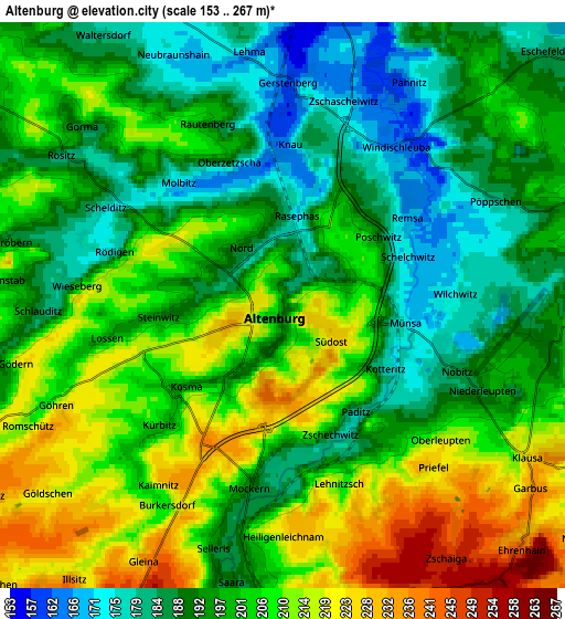 Zoom OUT 2x Altenburg, Germany elevation map