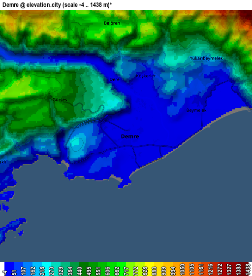 Zoom OUT 2x Demre, Turkey elevation map