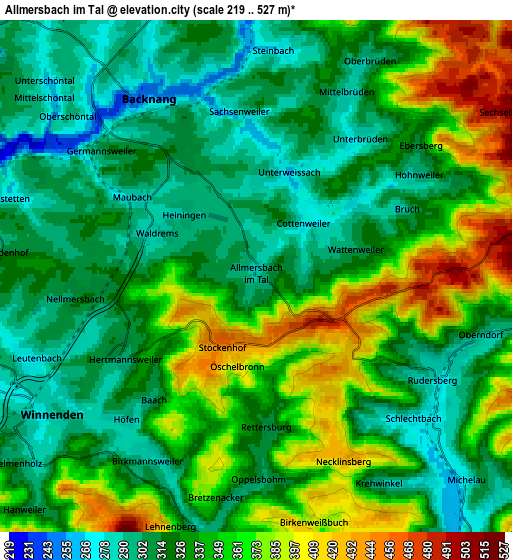 Zoom OUT 2x Allmersbach im Tal, Germany elevation map