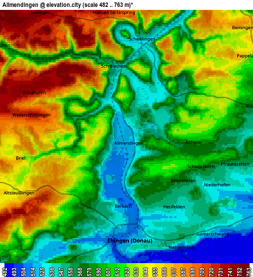 Zoom OUT 2x Allmendingen, Germany elevation map