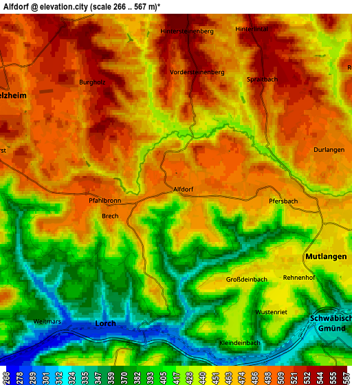 Zoom OUT 2x Alfdorf, Germany elevation map