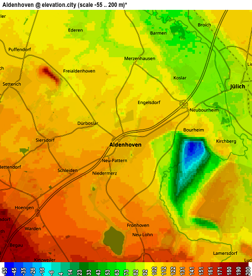 Zoom OUT 2x Aldenhoven, Germany elevation map