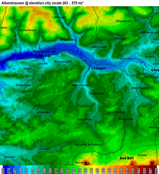 Zoom OUT 2x Albershausen, Germany elevation map