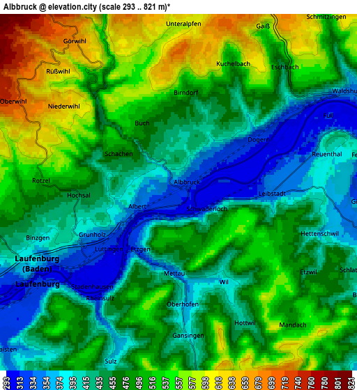 Zoom OUT 2x Albbruck, Germany elevation map