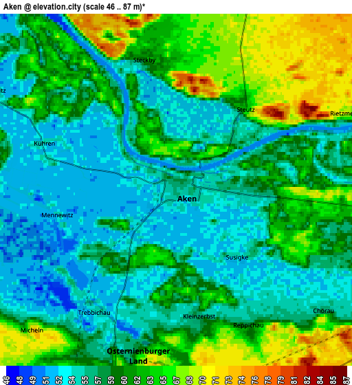 Zoom OUT 2x Aken, Germany elevation map