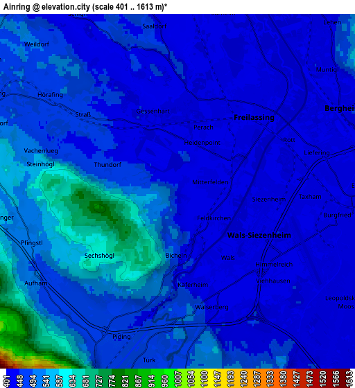 Zoom OUT 2x Ainring, Germany elevation map