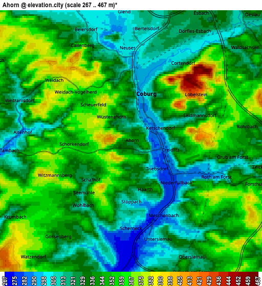 Zoom OUT 2x Ahorn, Germany elevation map