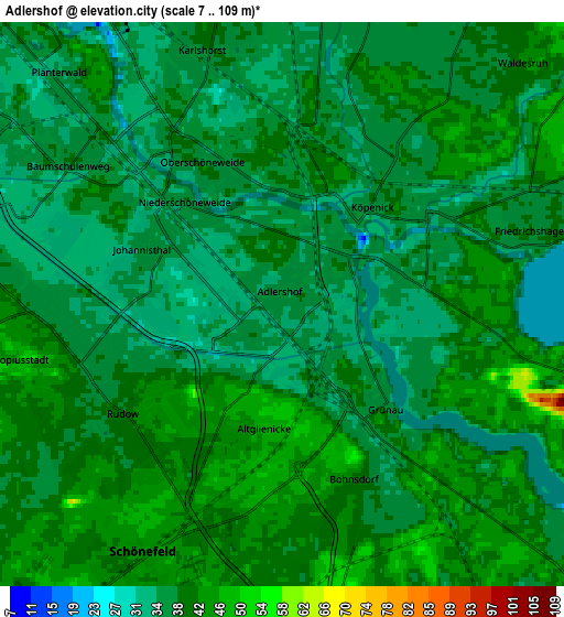 Zoom OUT 2x Adlershof, Germany elevation map