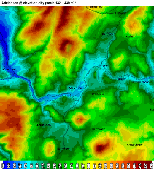 Zoom OUT 2x Adelebsen, Germany elevation map