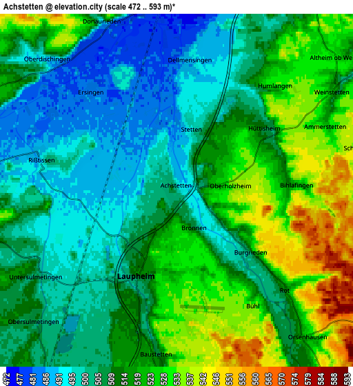 Zoom OUT 2x Achstetten, Germany elevation map