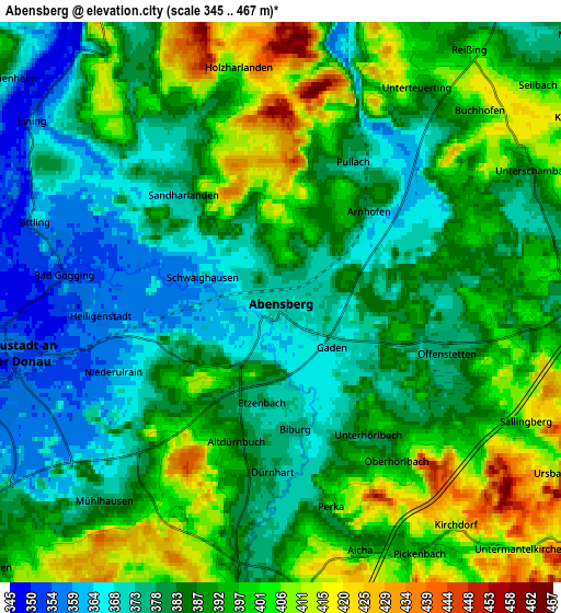 Zoom OUT 2x Abensberg, Germany elevation map