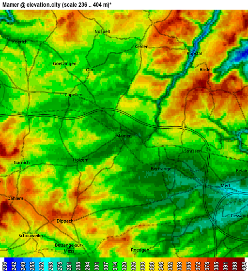 Zoom OUT 2x Mamer, Luxembourg elevation map