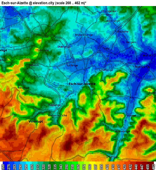 Zoom OUT 2x Esch-sur-Alzette, Luxembourg elevation map