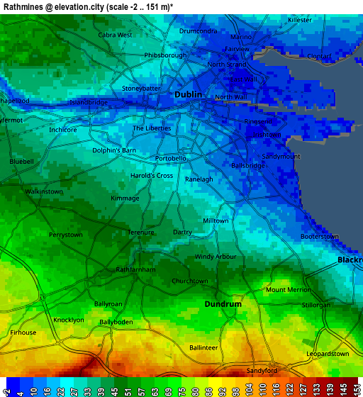 Zoom OUT 2x Rathmines, Ireland elevation map
