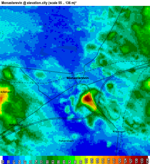 Zoom OUT 2x Monasterevin, Ireland elevation map