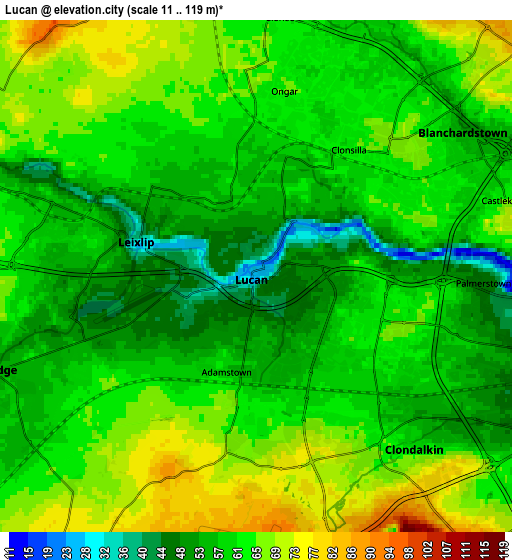 Zoom OUT 2x Lucan, Ireland elevation map