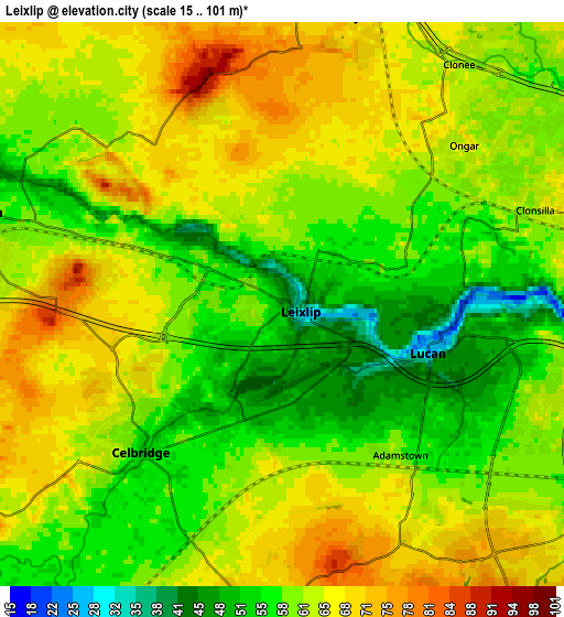 Zoom OUT 2x Leixlip, Ireland elevation map
