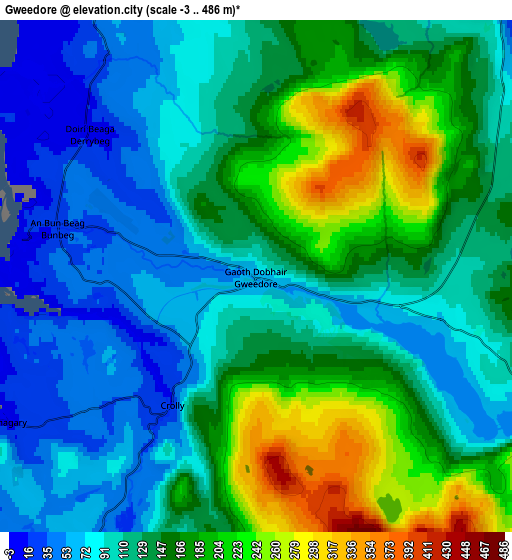 Zoom OUT 2x Gweedore, Ireland elevation map